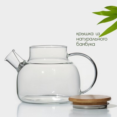Заварочный чайник BellaTenero «Эко», 1 л, с бамбуковой крышкой, металлический фильтр, стекло