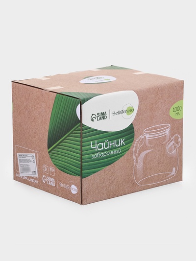 Заварочный чайник BellaTenero «Эко», 1 л, с бамбуковой крышкой, металлический фильтр, стекло