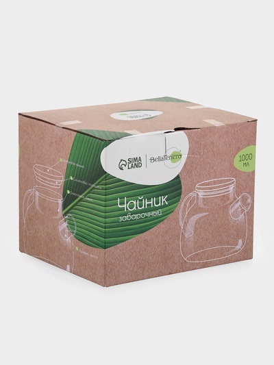 Заварочный чайник BellaTenero «Эко», 1 л, с бамбуковой крышкой, металлический фильтр, стекло