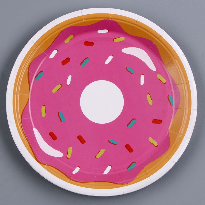 Тарелка бумажная «Пончик», в наборе 6 шт. - Фото 1