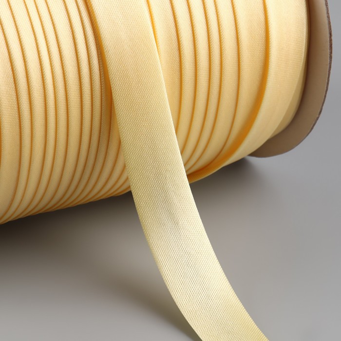 Косая бейка атласная, 15 мм × 132 ± 1 м, цвет бежево-золотой №9010