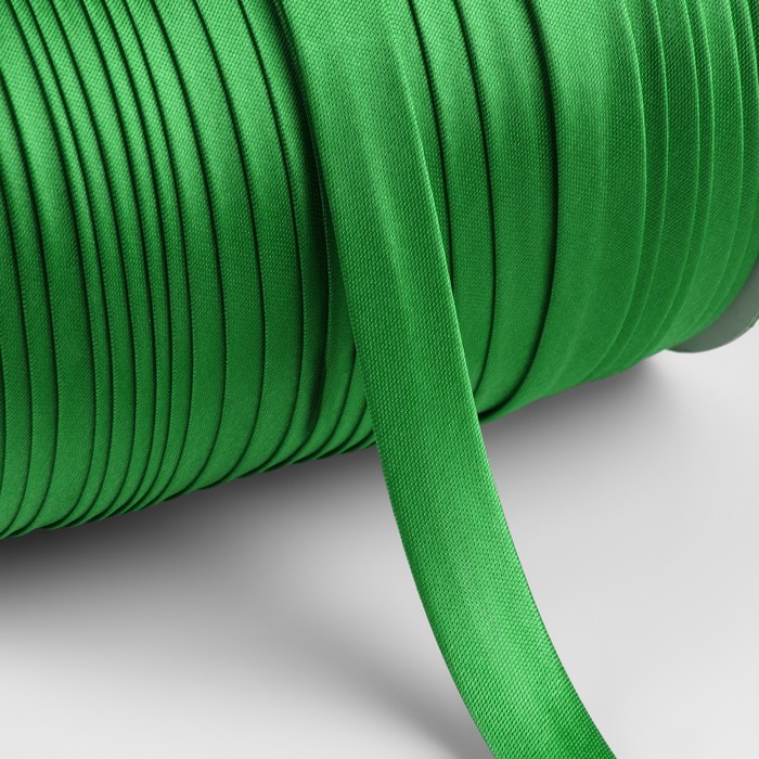 Косая бейка атласная, 15 мм × 132 ± 1 м, цвет зелёный №9058