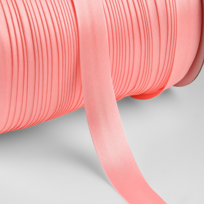 Косая бейка атласная, 15 мм × 132 ± 1 м, цвет нежно-розовый №9105