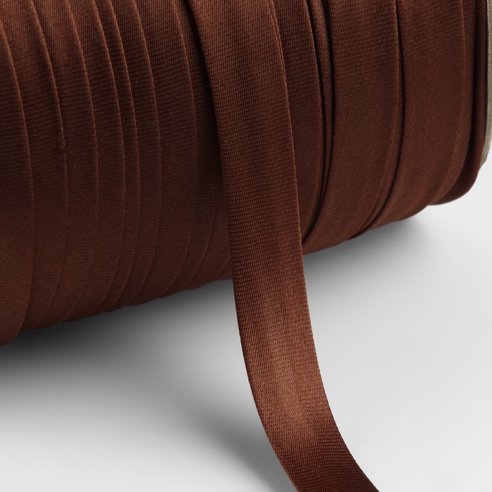 Косая бейка атласная, 15 мм × 132 ± 1 м, цвет коричневый №9180