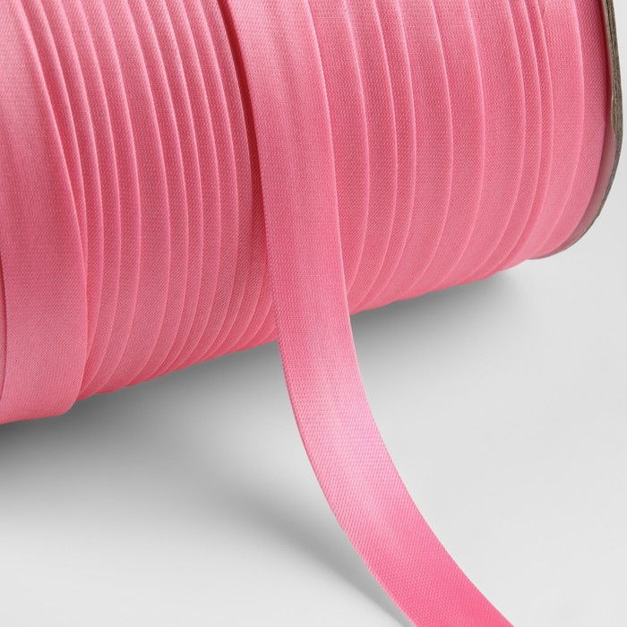 Косая бейка атласная, 15 мм × 132 ± 1 м, цвет розовый №9111
