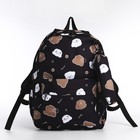 Рюкзак школьный из текстиля на молнии, 3 кармана, пенал, цвет чёрный - Фото 1
