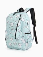 Рюкзак школьный «Мишки», с пеналом, 3 кармана, 28×12×43 см, бирюзовый - Фото 4