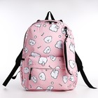 Рюкзак школьный из текстиля на молнии, 3 кармана, пенал, цвет розовый - фото 109145775