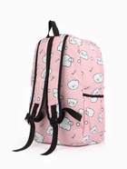 Рюкзак школьный «Мишки» для девочки, с пеналом, 3 кармана, 28×12×43 см, розовый - Фото 7