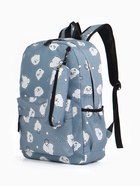 Рюкзак школьный «Мишки» для девочки, с пеналом, 3 кармана, 28×12×43 см, серый - Фото 4