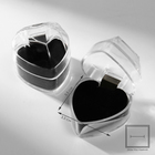 Футляр пластиковый под кольцо «Сердце», 4×4, вставка чёрная - фото 321234324