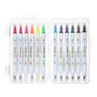 Набор маркеров 12 цветов, двусторонние, пулевидный и кистеобразный наконечники - Фото 5