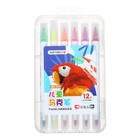 Набор маркеров 12 цветов, двусторонние, пулевидный и кистеобразный наконечники - Фото 7