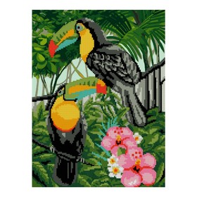 Алмазная мозаика, 30 × 40 см, частичное заполнение «Тропические птицы»