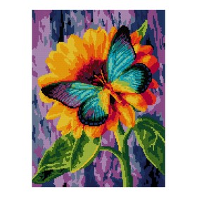 Алмазная мозаика, 30 × 40 см, полное заполнение «Бабочка на цветке»