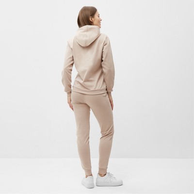 Костюм с начёсом женский (толстовка, брюки) Tusi, размер 48, бежевый