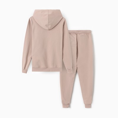 Костюм с начёсом женский (толстовка, брюки) Tusi, размер 48, бежевый