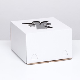 Коробка под торт с окном, "Ангел", белая, 30 х 30 х 20 см