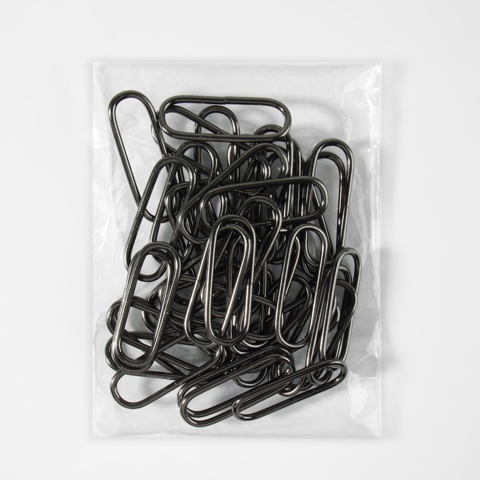 Кольцо для сумок, овальное, 43 × 15 мм, толщина - 2 мм, цвет чёрный никель