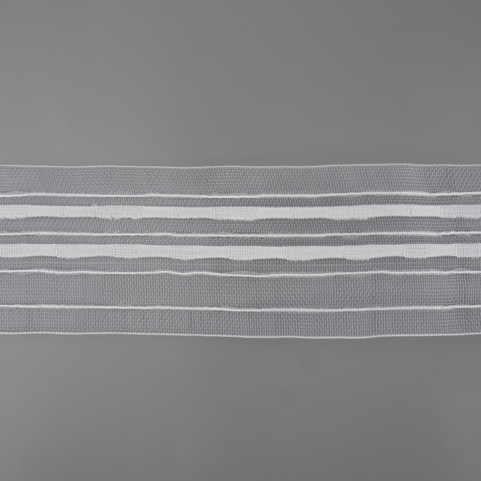 Шторная лента фиксированная сборка, органза, 6 см, 50 ± 1 м, цвет белый