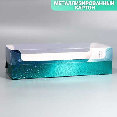 Кондитерская упаковка, коробка для кекса с PVC крышкой, «Звёздочки», 30 х 8 х 11 см