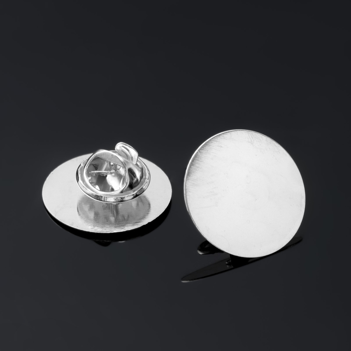 Основа для броши/значка (набор 5 шт.), площадка 2,5 см, цвет серебро - Фото 1