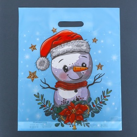 Пакет подарочный новогодний «Весельчак», полиэтиленовый с вырубной ручкой, 36?43 см, 35 мкм (комплект 50 шт)