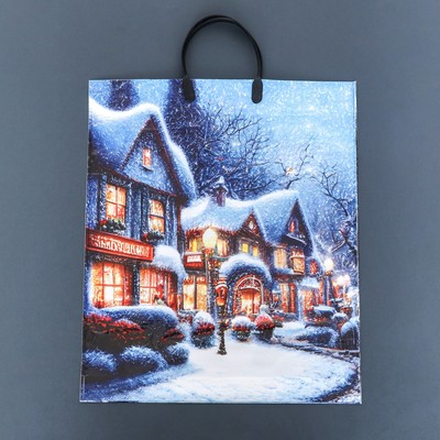 Пакет «Рождественская ночь», полиэтиленовый с пластиковой ручкой, 37.5×44.5 см