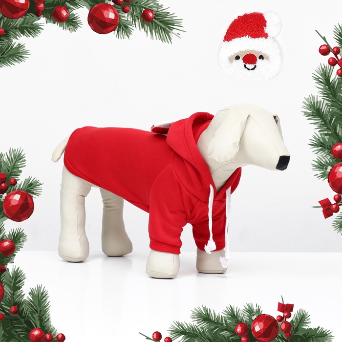 Костюм для животных новогодний «Дед Мороз», размер L, красный - Фото 1