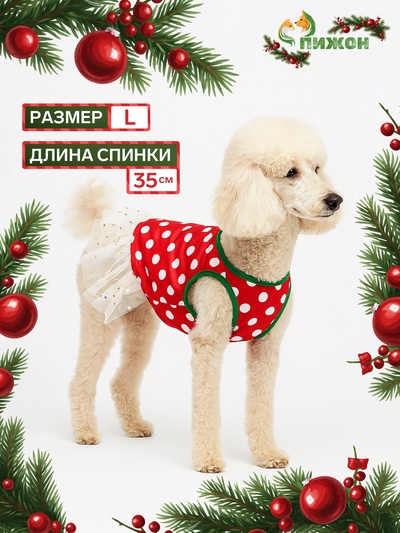 Костюм для животных «Фея», размер L (ДС 35, ОГ 50, ОШ 31 см), красно-белый