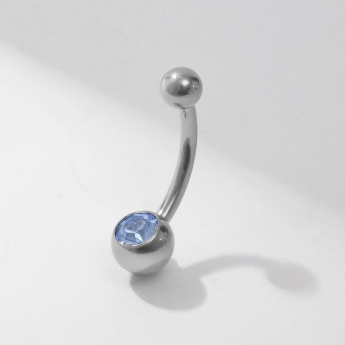 Пирсинг в пупок «Циркон», круг, цвет голубой в серебре - Фото 1