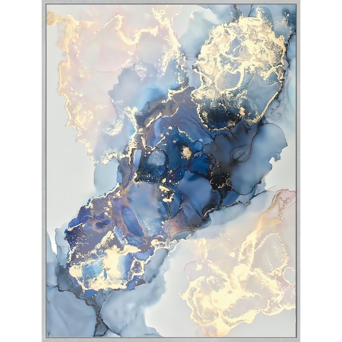 Репродукция картины «Сине-золотая абстракция», 58х78, рама (20-006)