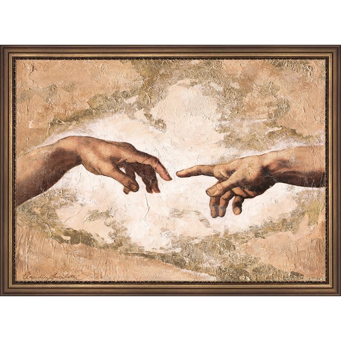 Репродукция картины «Сотворение Адама», 50х70, рама (56-982Т) - Фото 1