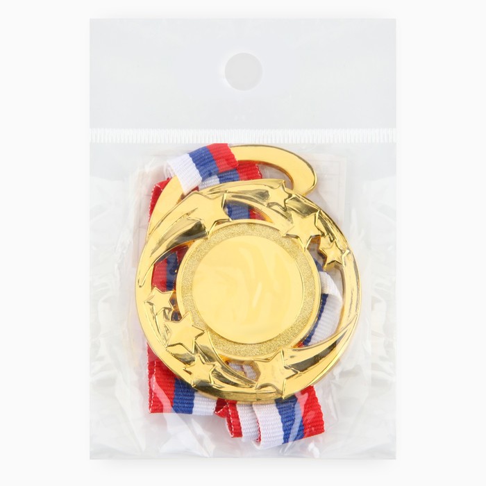 Медаль под нанесение 185 «Звезды» диам 5 см. Цвет зол. С лентой - фото 1907894621