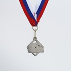 Медаль призовая 191 диам 4 см. 2 место, триколор. Цвет сер. С лентой - фото 7830872