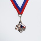 Медаль призовая 191 диам 4 см. 3 место, триколор. Цвет бронз. С лентой - Фото 1