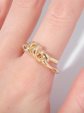 Кольцо «Узел» двойной, цвет золото, безразмерное  (артикул 9679514)  большой выбор товаров оптом и в розницу по низким ценам с доставкой