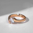 Кольцо «Классика» кристалл круг, цвет белый в золоте, безразмерное - фото 8998887