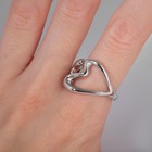 Кольцо «Минимал» сердцечко, цвет серебро, безразмерное - фото 7830962
