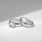 Набор колец 2 штуки «Классика» кристалл, цвет белый в серебре, безразмерное - фото 7831003