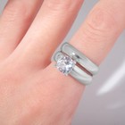 Кольца с камнем «Классика», 2 шт. кристалл, белое в серебре, безразмерное - Фото 2