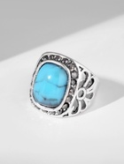 Кольцо с камнем «Бирюзовый мир», безразмерное, чёрно-голубое в чернёном серебре 9679575