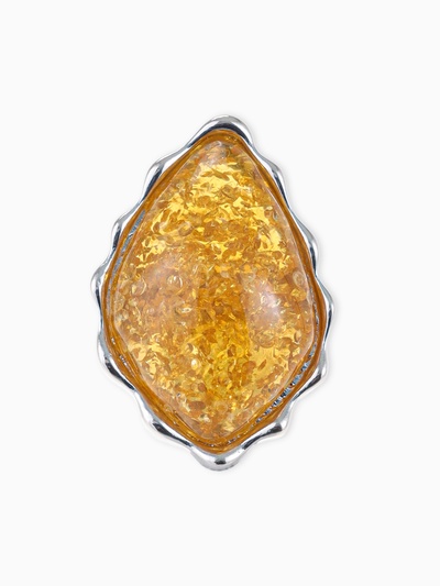 Кольцо «Изыск» ромб янтарный, цвет коричневый в серебре, безразмерное