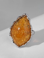 Кольцо «Изыск» ромб янтарный, цвет коричневый в серебре, безразмерное - Фото 5