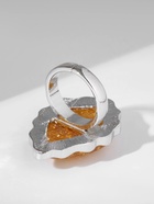 Кольцо «Изыск» ромб янтарный, цвет коричневый в серебре, безразмерное 9679577