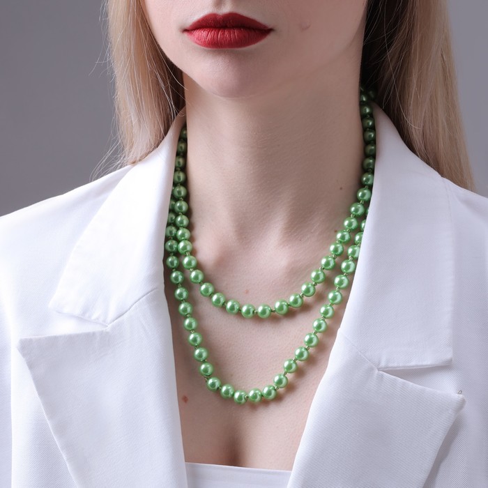 Бусы «Классика» шар №8, цвет зелёный, L=140 см - Фото 1