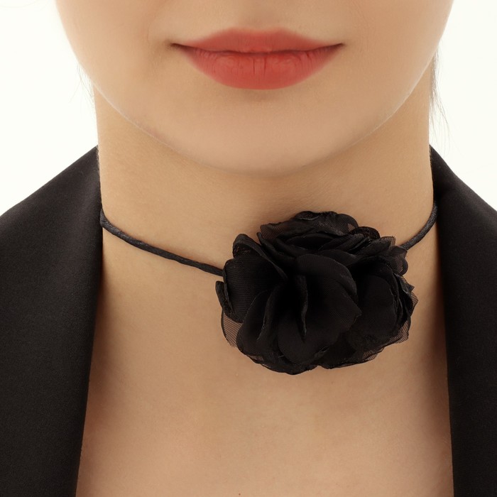 Чокер «Танго» роза воздушная, цвет чёрный, 37 см