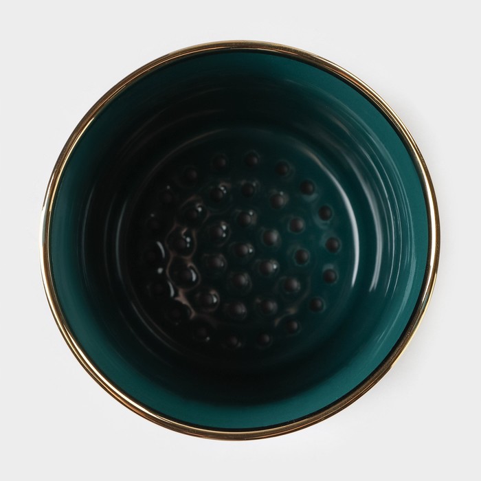 Подставка керамическая для столовых приборов Gold, 10,5×10,5×13 см, цвет зелёный - фото 1907894882