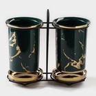 Набор подставок керамических для столовых приборов Gold, 19.5×9×18.5 см, цвет зелёный - Фото 1