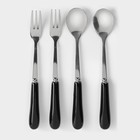 Подставка для столовых приборов «Лебедь», 5 предметов: подставка 9×6.5×16.5 см, 2 ложки, 2 вилки, чёрная - Фото 4